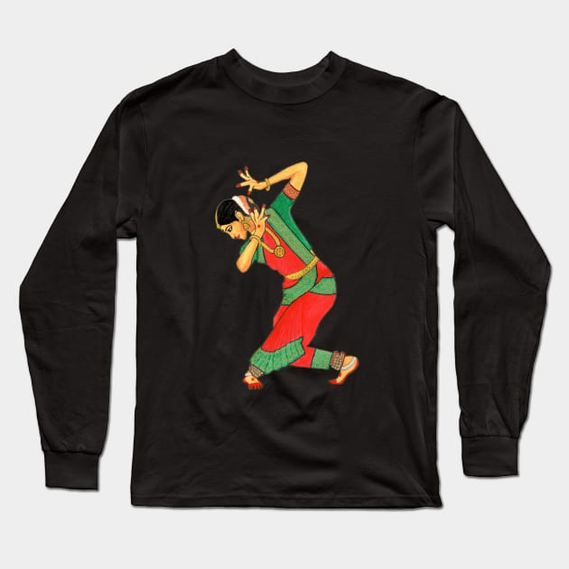 Bharatanatyam dancer art - Indian classical dance / dancer Long Sleeve T-Shirt by HariniArts